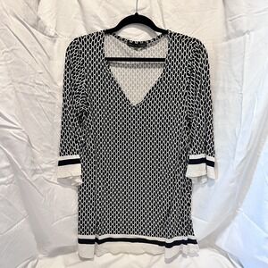 Rose & Olive Honeycomb Pattern Pullover Blk/Wht Shirt Womens‎ 1X